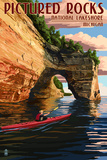 Pictured Rocks National Lakeshore, Michigan Affiche par Lantern Press 