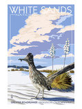 White Sands National Monument, New Mexico - Roadrunner Affiche par Lantern Press 
