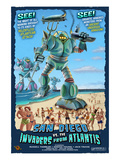 San Diego, California vs. The Atlantean Invaders Prints by Lantern Press 