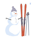 Snowman with Skis Prints by Lantern Press 