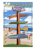Ocean City, Maryland - Sign Destinations Poster by Lantern Press 