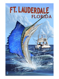 Ft. Lauderdale, Florida - Sailfish Scene Prints by Lantern Press 