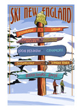 New England - Ski Areas Sign Destinations Prints by Lantern Press 