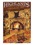 Highlands, North Carolina - Lodge Interior Art by Lantern Press 