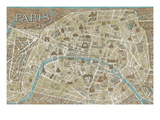 Monuments of Paris Map Giclee Print by Wild Apple Portfolio