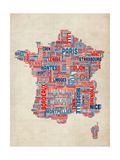 Typography Text Map of France Map Premium Giclee Print by Michael Tompsett