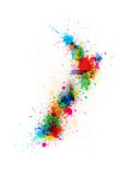 New Zealand Paint Splashes Map Premium Giclee Print by Michael Tompsett