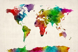 Watercolor Map of the World Map Premium Giclee Print by Michael Tompsett