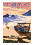 Orange County, California - Woody on Beach Prints by Lantern Press 