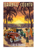 Orange County, California - Woodies and Sunset Kunstdrucke von Lantern Press 