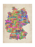 Text Map of Germany Map Reproduction procédé giclée Premium par Michael Tompsett