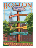 Boston, Massachusetts - Freedom Trail Sign Destinations Posters by Lantern Press 
