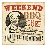 Weekend BBQ Chef Giclee Print by Pela Studio