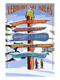 Vermont - Ski Areas Sign Destinations Art by Lantern Press 