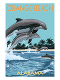Orange Beach, Alabama - Dolphins Jumping Poster von Lantern Press 