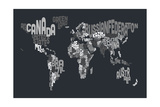 Text Map of the World Premium Giclee Print by Michael Tompsett