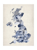 Great Britain UK Watercolor Map Premium Giclee Print by Michael Tompsett