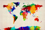 Map of the World Map Premium Giclee Print by Michael Tompsett