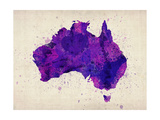 Australia Paint Splashes Map Premium Giclee Print by Michael Tompsett