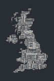 Great Britain UK City Text Map Premium Giclee Print by Michael Tompsett