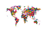 Love Hearts Map of the World Reproduction procédé giclée Premium par Michael Tompsett