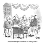 "Are you sure everyone will know we're being ironic?" - New Yorker Cartoon Premium Giclee Print by Christopher Weyant