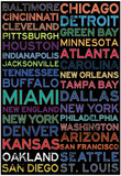 National Football League Cities Colorful Pôsters National Football League Cities Colorful Pôsters
