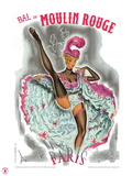 1962 Moulin Rouge cancan rose Gicléedruk van Pierre Okley 1962 Moulin Rouge cancan rose Gicléedruk van Pierre Okley