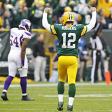 Green Bay Packers and Minnesota Vikings NFL: Aaron Rodgers Photographic Print by Mike Roemer