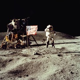 Apollo 16 Astronaut Salutes the US Flag on the Moon, July 21-24, 1971 Photographic Print