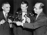 Scientists with a Model of the Molecular Structure of Cortisone Photographic Print