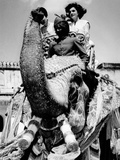 Jacqueline Kennedy and Her Sister, Princess Lee Radziwill (At Left) Take a Ride Atop an Elephant Photographic Print