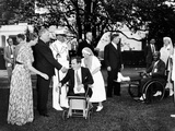 Pres Franklin Roosevelt and First Lady with Veterans from Walter Reed Hospital Photographic Print