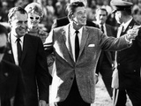 Calif Gov Ronald Reagan Escorts Pres-Elect Richard Nixon across Field at Halftime of Rose Bowl Game Photographic Print