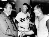 President Richard Nixon Greets Washington Senators Catcher Jim French after their Win over Brewers Photographic Print