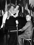 Actress Lauren Bacall Sits Atop the Piano While Vice President Harry Truman Plays Photographic Print