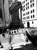 Wall Street Journal Reader across the Street from the New York Stock Exchange Building Photographic Print