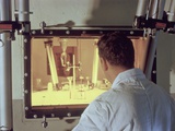 Nuclear Engineer Is Protected from Radiation by Fifty-Two Inch Thick, Oil-Filled Glass Window Photographic Print