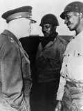 General Dwight Eisenhower Talking with Two African American Soldiers at Port of Cherbourg, France Photographic Print