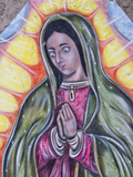 Painting of Virgin of Guadalupe on Outside Wall of Restaurant, Chimayo Sanctuary, New Mexico, USA Photographie par Luc Novovitch