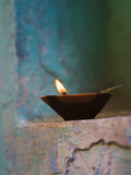 Lamp in a Little Shrine Outside Traditional House, Varanasi, India Photographic Print by Keren Su
