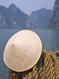 Conical Hat on Junk Boat and Karst Islands in Halong Bay, Vietnam Photographic Print by Keren Su