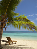 Beach and Lounger, Plantation Island Resort, Malolo Lailai Island, Mamanuca Islands, Fiji Photographic Print by David Wall