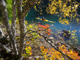 Woman Sea Kayaker on Lake Diablo, North Cascades National Park, Washington, USA Photographic Print by Gary Luhm