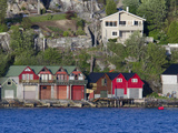 Waterfront Boat Garage Homes, Bergen, Norway Photographic Print by Cindy Miller Hopkins