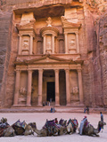 Camels at the Facade of Treasury (Al Khazneh), Petra, Jordan Photographic Print by Keren Su