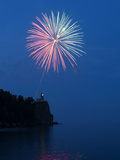 Fireworks, Split Rock Lighthouse, Minnesota, USA Photographic Print by Peter Hawkins
