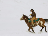 Cowboy Riding Horse, Shell, Wyoming, USA Photographic Print by Terry Eggers