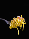 Spaghetti Alla Carbonara, Italian Pasta Dish Based on Eggs, Cheese, Bacon and Black Pepper, Italy Photographic Print by Nico Tondini