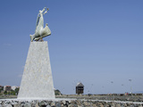 Waterfront Statue and Windmill, UNESCO World Heritage Site, Nessebur, Bulgaria Photographic Print by Cindy Miller Hopkins